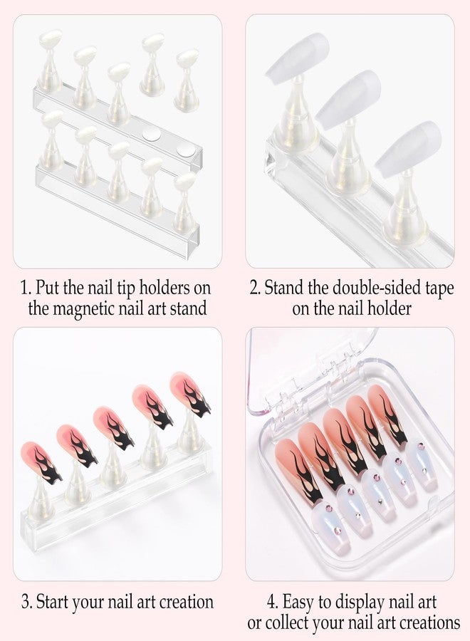 Etercycle Nail Stand Acrylic Nail Art Display Stand Practice Nail Holder for Painting Nails Magnetic Practice Stands with Double-sided Tape For Home DIY Salon Supplies (White with gold) - Image 3